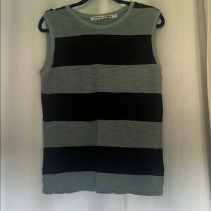 Michael Stars Boxy Sleeveless Black and Gray Tank Top